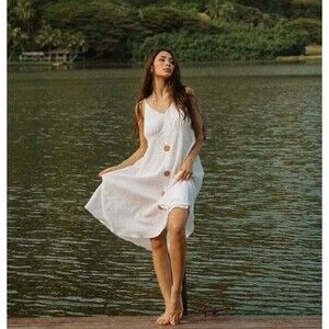 NWT ALBION FIT Daisy Cover Up Dress White Button Front Size 2XL Swim Resort